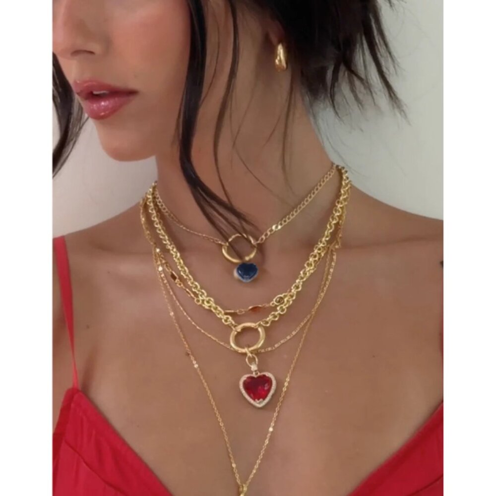 ⛔ SOLD ⛔ Vanessa Mooney Mini Sloane Choker Gold and Blue Heart Necklace - Picture 4 of 4